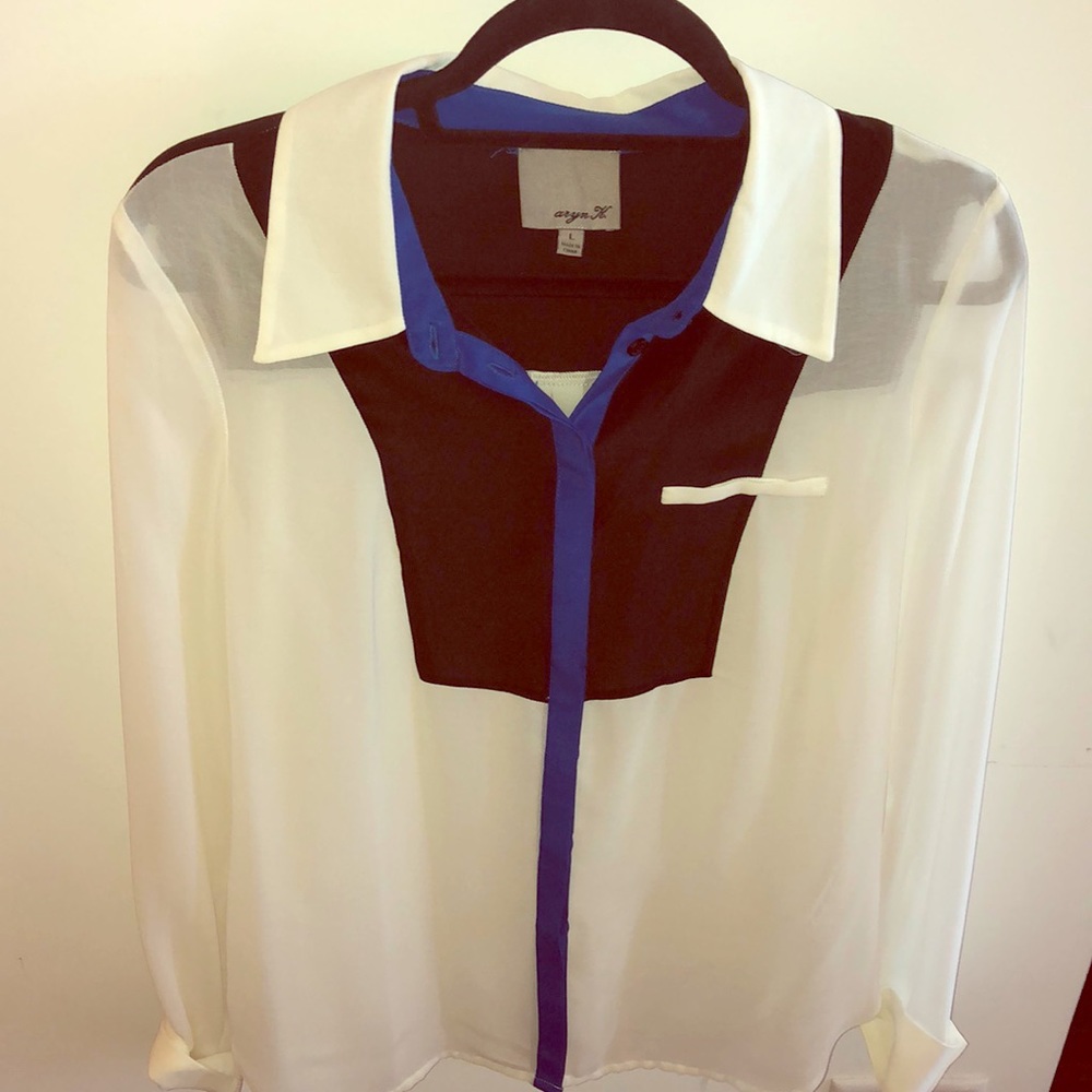 Sheer color block blouse